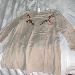 S Mahina long sleeve tan floral tee